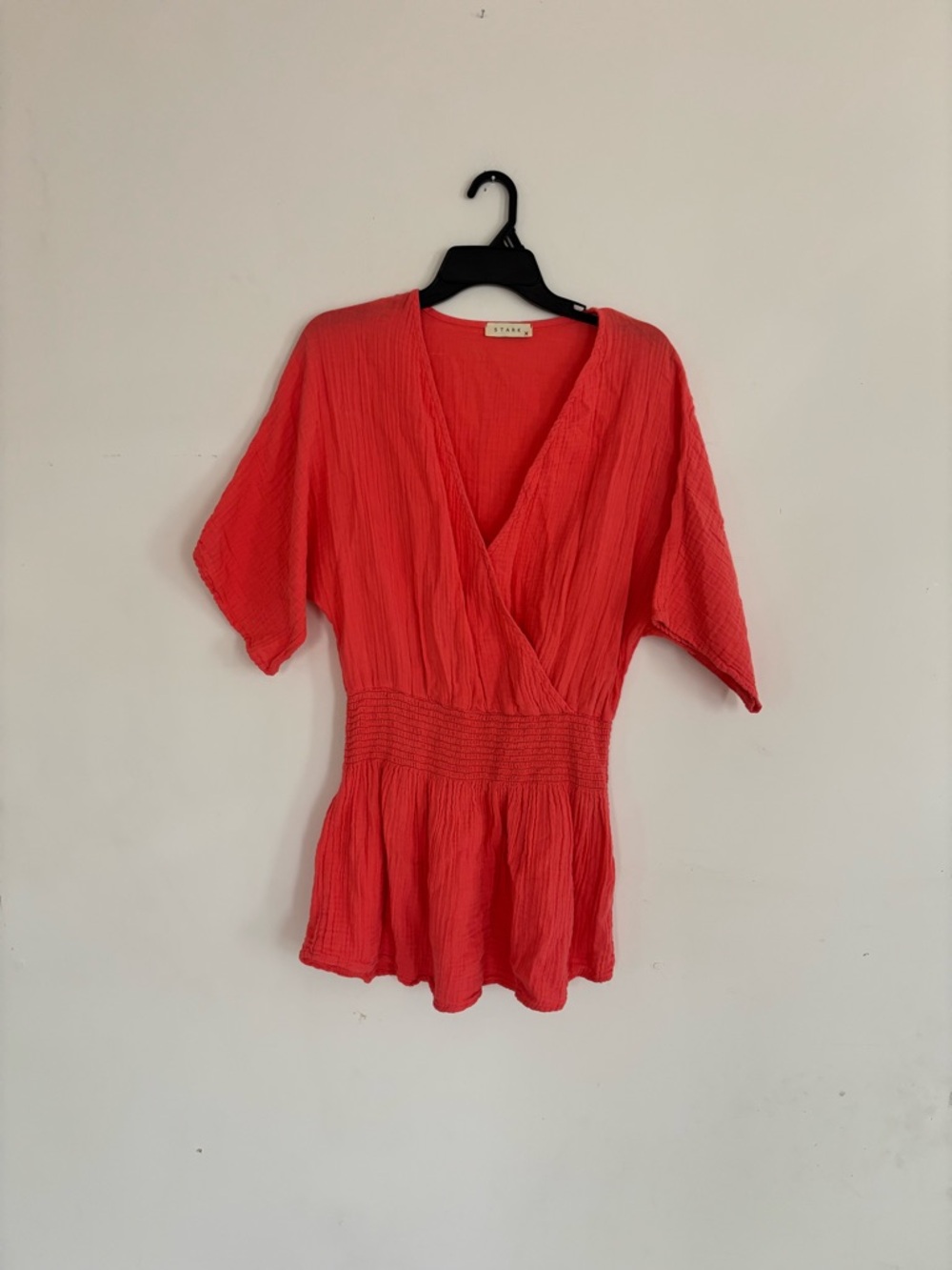 Stark X Coral Gauze Tunic Peplum Top XS